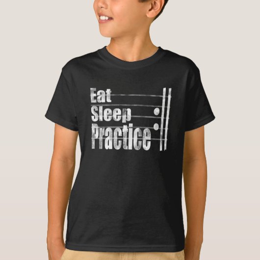 Eat-Schlafübungen wiederholen lustiges Musikgesche T-Shirt (Vorderseite)