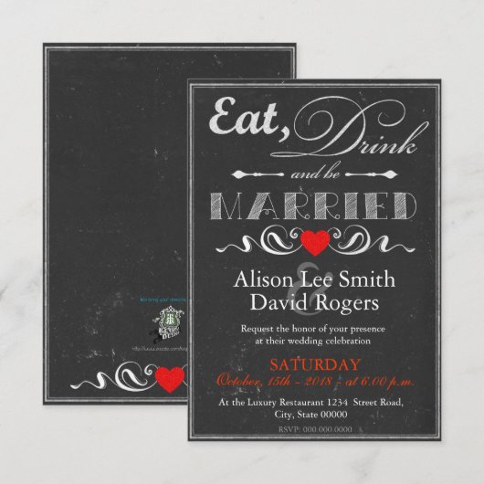 Eat sieht Drink and Married Einladung (Vorne/Hinten)