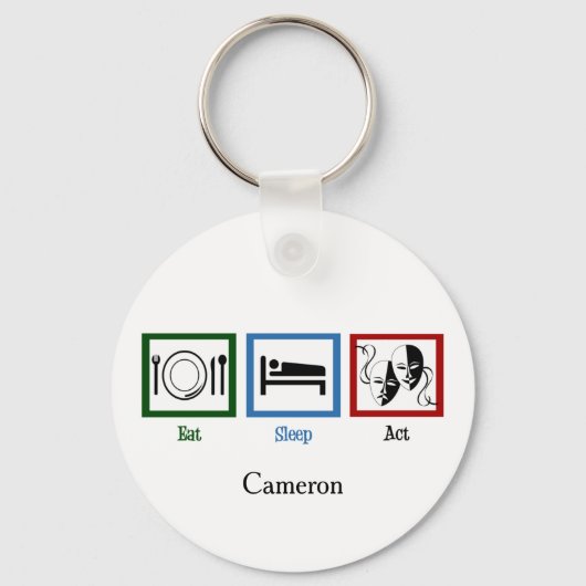 Eat Sleep Act Funny Theater Schauspieler Schlüsselanhänger (Vorderseite)