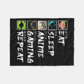 Eat Sleep Anime Gaming Repeat Gamer Men Teen Boy A Fleecedecke (Vorderseite (Horizontal))