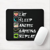 Eat Sleep Anime Gaming Repeat Gamer Men Teen Boy A Mousepad (Mit Mouse)