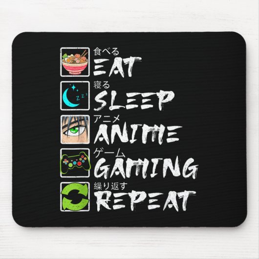 Eat Sleep Anime Gaming Repeat Gamer Men Teen Boy A Mousepad (Vorne)