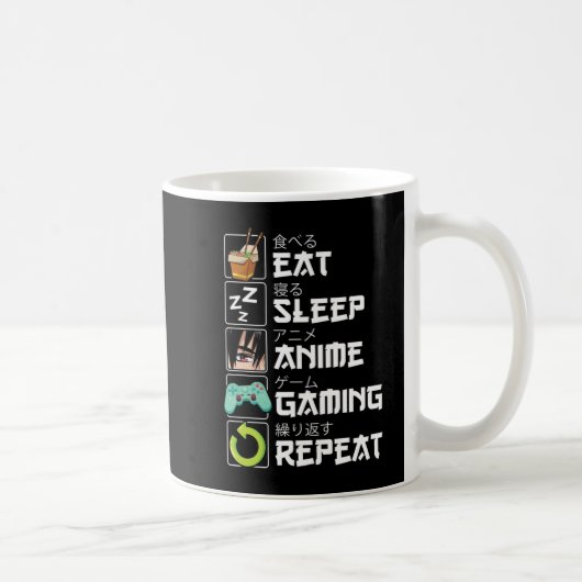 Eat Sleep Anime Gaming Repeat Kawaii Otaku Anime Kaffeetasse (Rechts)