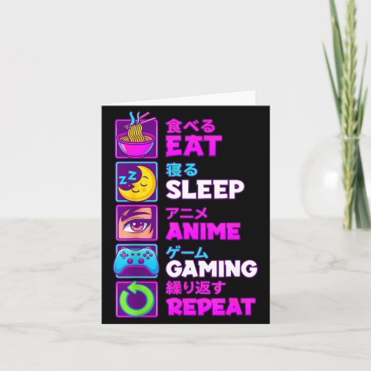 Eat Sleep Anime Gaming Repeat Kawaii Otaku Anime M Karte (Vorderseite)