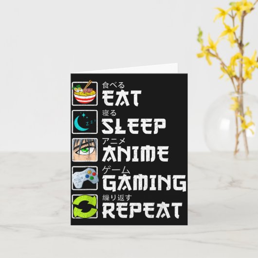 Eat Sleep Anime Gaming Repeat Kawaii Otaku Anime M Karte (Gelbe Blume)