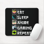 Eat Sleep Anime Gaming Repeat Kawaii Otaku Anime M Mousepad (Mit Mouse)