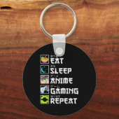 Eat Sleep Anime Gaming Repeat Kawaii Otaku Anime M Schlüsselanhänger (Vorderseite)