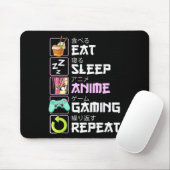 Eat Sleep Anime Gaming Repeat Kawaii Otaku Anime Mousepad (Mit Mouse)