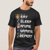 Eat Sleep Anime Gaming Repeat Kawaii Otaku Anime T-Shirt (Vorderseite)