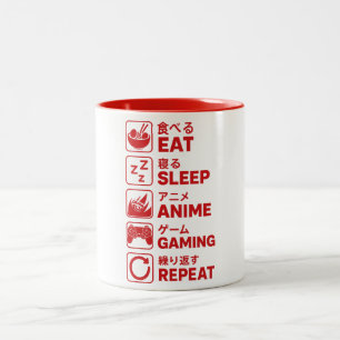 Eat Sleep Anime Gaming Wiederholen Gamer Männer Te Zweifarbige Tasse