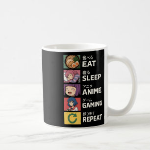 Eat Sleep Anime Gaming Wiederholung Kaffeetasse