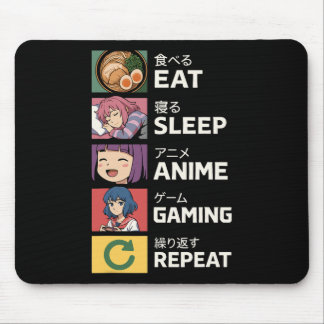 Eat Sleep Anime Gaming Wiederholung Mousepad