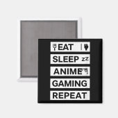 Eat Sleep Anime Gaming Wiederholung Otaku Gamer Sp Magnet (Vorderseite/Rückseite)