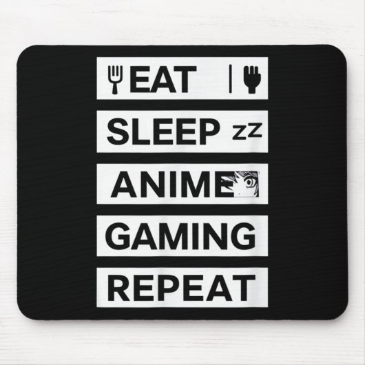 Eat Sleep Anime Gaming Wiederholung Otaku Gamer Sp Mousepad (Vorne)