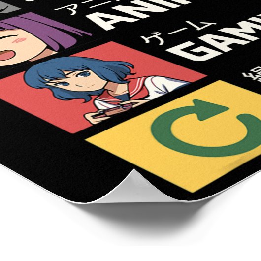 Eat Sleep Anime Gaming Wiederholung Poster (Ecke)