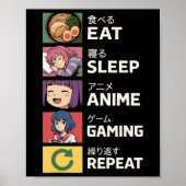 Eat Sleep Anime Gaming Wiederholung Poster (Vorne)