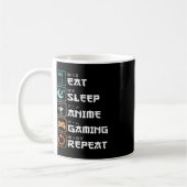 Eat Sleep Anime Gaming Wiederholung Spaß Otaku Gam Kaffeetasse (Links)