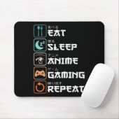 Eat Sleep Anime Gaming Wiederholung Spaß Otaku Gam Mousepad (Mit Mouse)