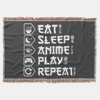 Eat Sleep Anime Play Repeat Otaku Anime Lebensstil Decke