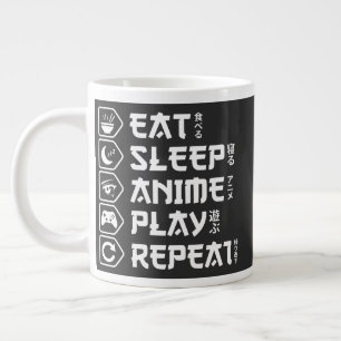 Eat Sleep Anime Play Repeat Otaku Anime Lebensstil Jumbo-Tasse
