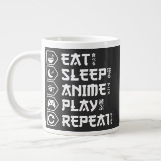 Eat Sleep Anime Play Repeat Otaku Anime Lebensstil Jumbo-Tasse