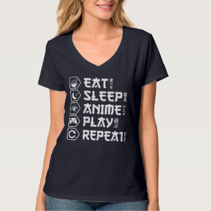 Eat Sleep Anime Play Repeat Otaku Anime Lebensstil T-Shirt