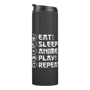 Eat Sleep Anime Play Repeat Otaku Anime Lebensstil Thermosbecher
