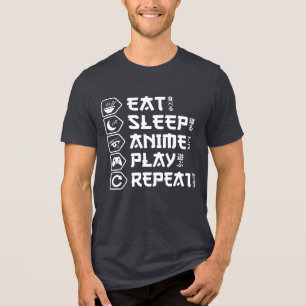 Eat Sleep Anime Play Repeat Otaku Anime Lebensstil Tri-Blend Shirt