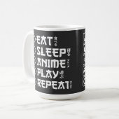 Eat Sleep Anime Play Repeat Otaku Anime Lifestyle Kaffeetasse (Vorderseite Links)