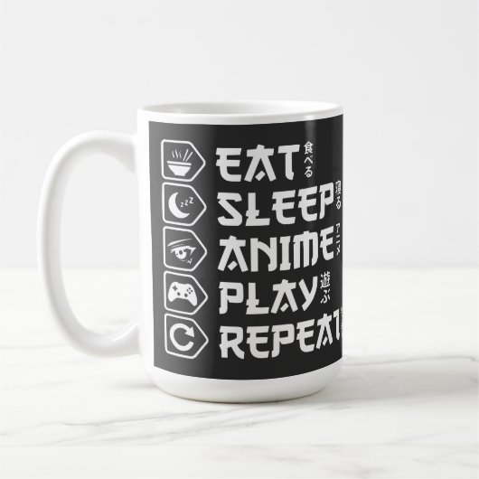 Eat Sleep Anime Play Repeat Otaku Anime Lifestyle Kaffeetasse (Links)