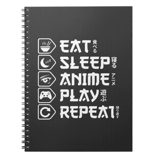 Eat Sleep Anime Play Repeat Otaku Anime Lifestyle Notizblock (Vorderseite)