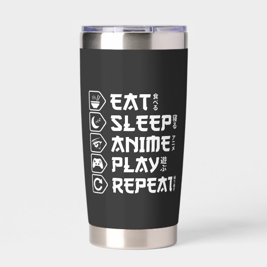 Eat Sleep Anime Play Repeat Otaku Anime Lifestyle Thermobecher (Vorderseite)