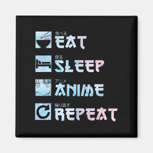 Eat Sleep Anime Repeat - Aquarellfarben Anime m Magnet
