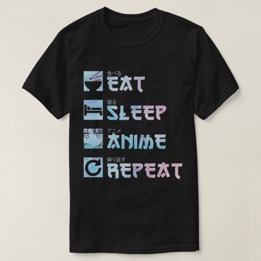 Eat Sleep Anime Repeat - Aquarellfarben Anime m T-Shirt (Design vorne)