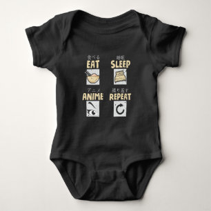Eat Sleep Anime Repeat Asiatische Comic-Leidenscha Baby Strampler