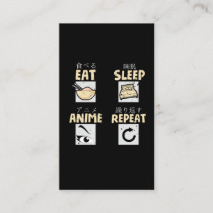 Eat Sleep Anime Repeat Asiatische Comic-Leidenscha Visitenkarte