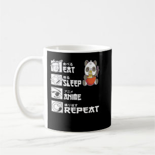 Eat Sleep Anime Repeat Bear Eating Ramen Japanisch Kaffeetasse