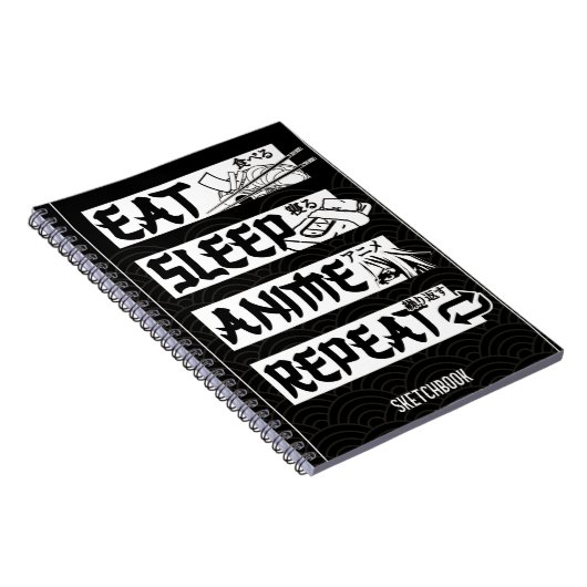 Eat Sleep Anime Repeat Book, Funny Japanese Manga Notizblock (Rechte Seite)