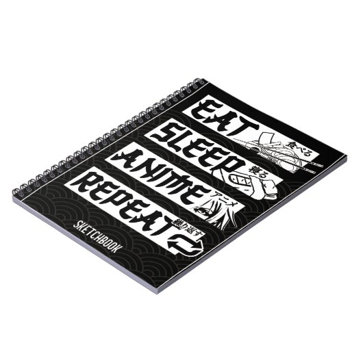 Eat Sleep Anime Repeat Book, Funny Japanese Manga Notizblock (Linke Seite)