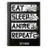 Eat Sleep Anime Repeat Book, Funny Japanese Manga Notizblock (Vorderseite)