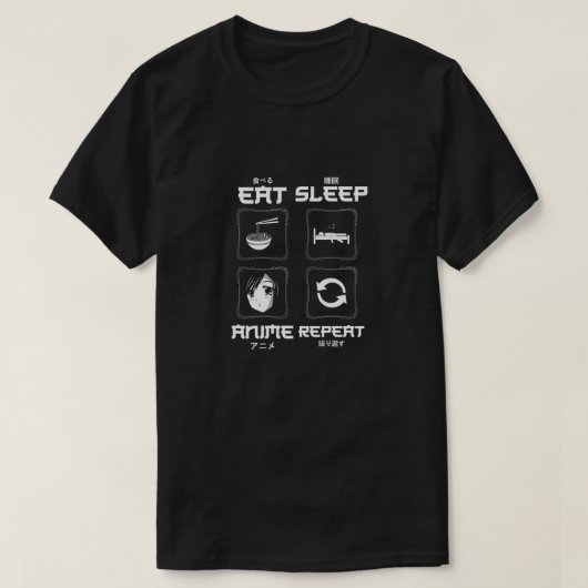 Eat Sleep Anime Repeat - Funny Otaku Lifestyle T-Shirt (Design vorne)