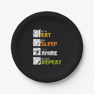 Eat Sleep Anime Repeat Geschenkidee Cosplayer Pappteller