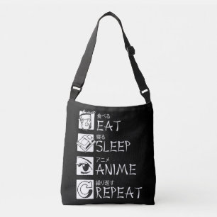 Eat Sleep Anime Repeat Geschenkidee Cosplayer Tragetaschen Mit Langen Trägern