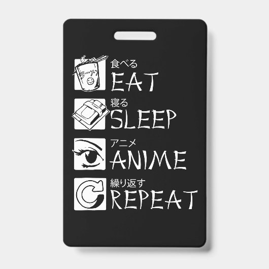 Eat Sleep Anime Repeat Gift Idea Cosplayer Ausweis (Vorderseite)