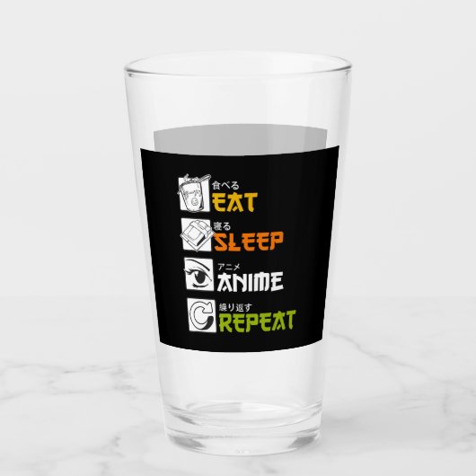 Eat Sleep Anime Repeat Gift Idea Cosplayer Glas (Vorderseite)