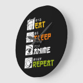 Eat Sleep Anime Repeat Gift Idea Cosplayer Große Wanduhr (Winkel)