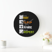 Eat Sleep Anime Repeat Gift Idea Cosplayer Große Wanduhr (Zuhause)