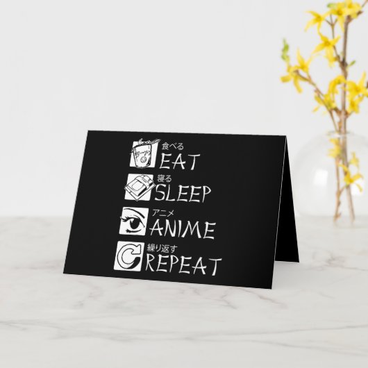 Eat Sleep Anime Repeat Gift Idea Cosplayer Karte (Gelbe Blume)