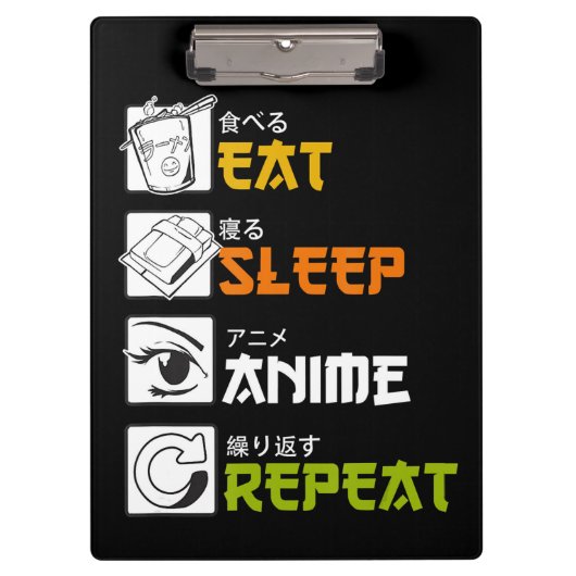 Eat Sleep Anime Repeat Gift Idea Cosplayer Klemmbrett (Vorderseite)
