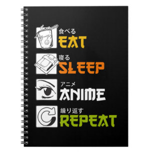 Eat Sleep Anime Repeat Gift Idea Cosplayer Notizblock